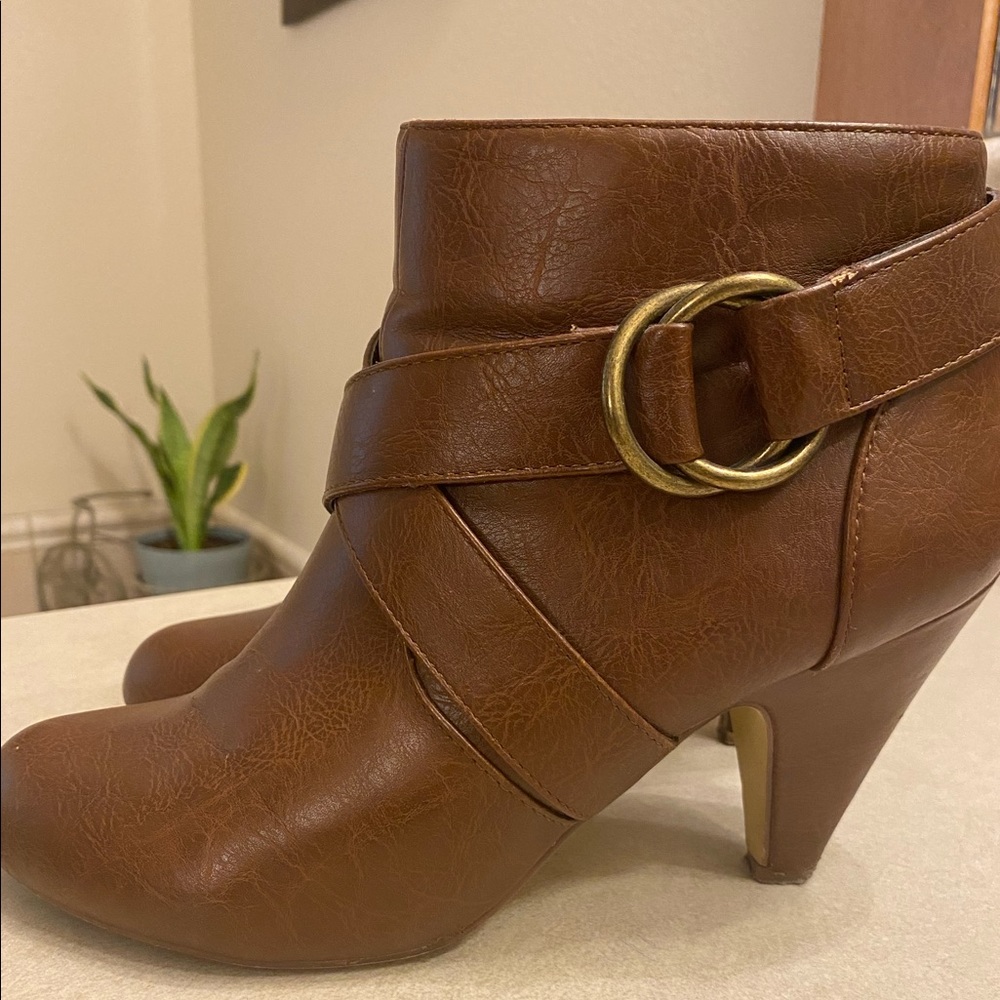 Brown heeled boots/ booties